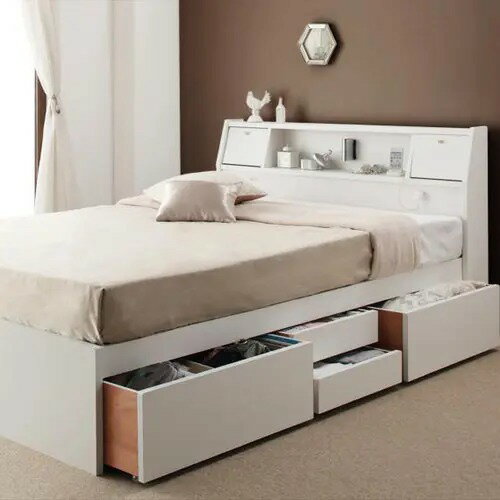 お客様の注目キーワードはこちら！収納付きベッド ダブルベッド 照明付きベッド 大容量収納 コンセント付きお部屋の溢れた物を可愛く、でもしっかり収納できちゃこのベッドは、機能性とデザイン性を両方持ち合わせた作りになっています。すっきりとしたデ...