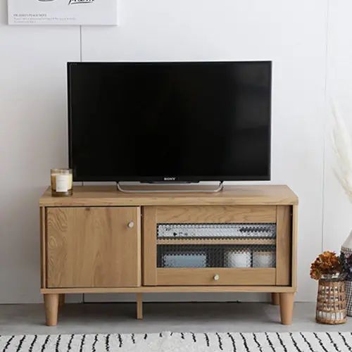 Rakuten - [テレビ台 幅90cm] ロータイプ 木脚タイプ 扉付き収納 ガラス扉付き 可動棚付き モダン ナチュラル コンパクト 木目調 クロスガラス扉 小物収納 マグネットキャッチ ワンルーム ディスプレイボード シリーズ商品