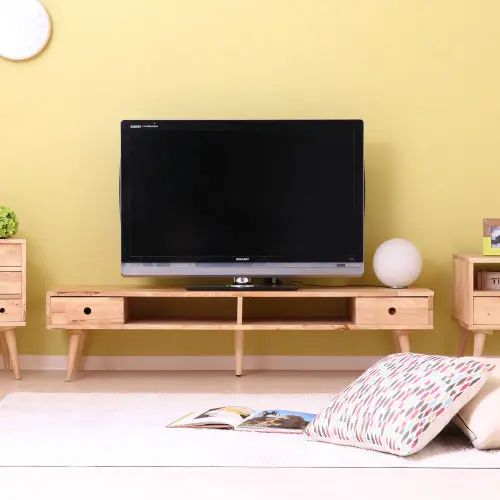乐天商城 - [テレビ台 幅150cm] ロータイプ 木脚タイプ 引き出し付き 天然木使用 ナチュラル オープン収納 小物収納 収納スペース スタイリッシュ ディスプレイ 奥行40cm 高さ36.5cm