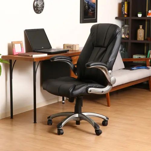 [チェア 椅子] 幅70cm ハイバック 回転式タイプ キャスター付き 座面レザー(合皮) 肘付き 高級感 高さ..