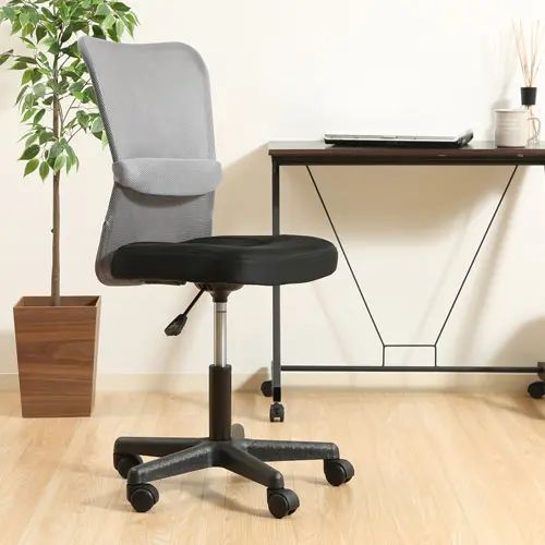 [チェア 椅子] 幅52cm 肘なし ハイバック 回転式タイプ キャスター付き 座面ファブリック オフィス 高..