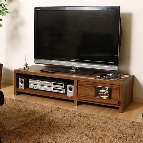 [テレビ台 幅120cm] ロータイプ 引き出し付き 高級感 テレビボード シンプル モダン ライトブラウン ディスプレイ スタイリッシュ 実用性 デザイン性 収納スペース オープン収納 シンプルモダン