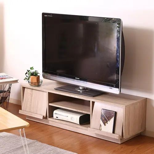 TV Tables - [テレビ台 幅119cm] ロータイプ 扉付き収納 可動棚付き シンプル ナチュラル フラップ扉 デザイン性 実用性 ディスプレイ 収納スペース オープン収納 配線用穴 奥行38cm 高さ34cm