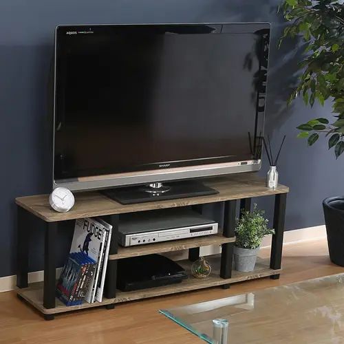 [テレビ台 幅111.5cm] ロータイプ ナチュラル アンティーク 木目調 オープン収納 工具不要 アイアン風 異素材 クール カジュアル 収納スペース オープン収納 書類収納 軽量 簡単組立 ディスプレイ プラスチック製