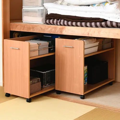 乐天商城 - [フリーラック] 幅38.5cm 大容量 キャスター付き 押し入れ用ラック 省スペース デッドスペース 背面化粧 専用バー付き ストッパー オープン収納 ダークブラウン ナチュラル ホワイト スタイリッシュ