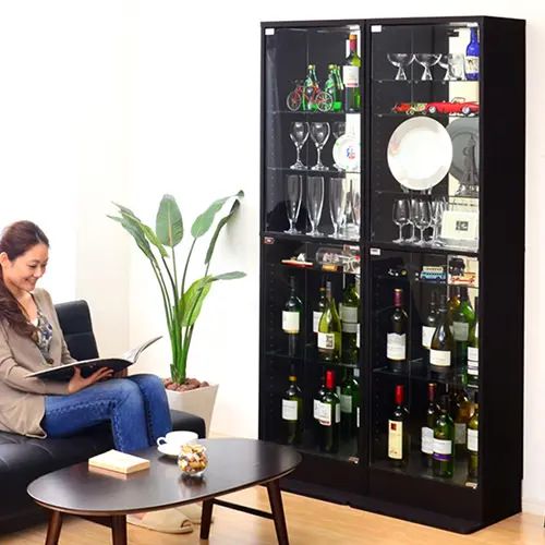 [フリーラック] 幅48.5cm コレクションラック 深型ハイタイプ 可動棚付き ディスプレイ 選べるタイプ 選べる奥行き スタイリッシュ 収納スペース デザイン性 プッシュ式片開扉 ボトムステージ 高級感 実用性