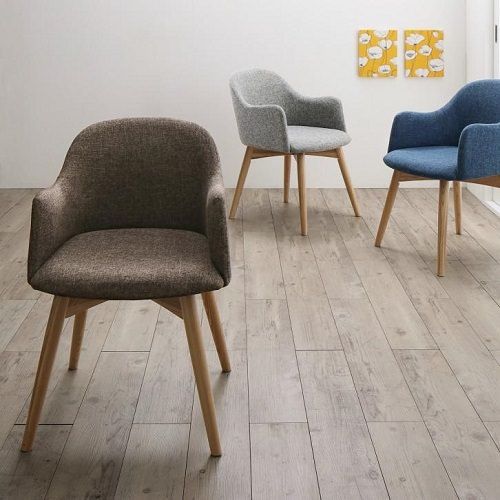 座椅子 1人掛けソファ 木脚タイプ アームありタイプ 座面ファブリック 天然木使用 北欧風 ブルー ブラ..