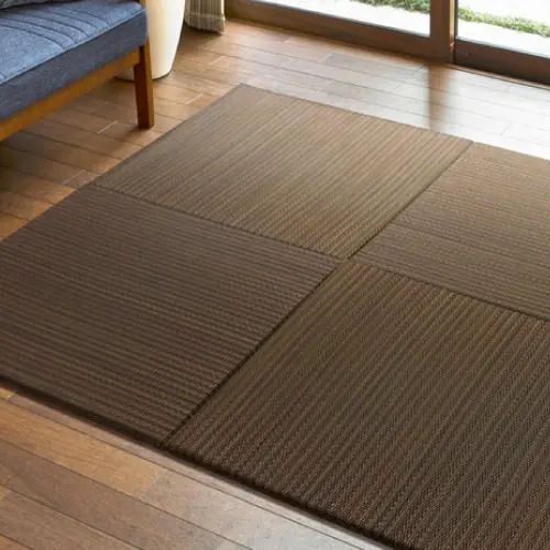 乐天商城 - い草 ラグ 幅82cm 長さ82cm 滑り止め加工 裏面不織布 防臭 遮音効果 湿度調整 空気浄化作用 シンプル アジアン ナチュラル 軽量 同色9枚セット ブラウン