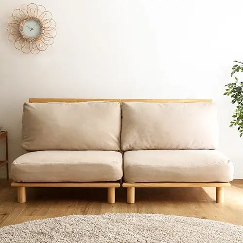 クッションが外せるシンプル設計 ファブリックローソファ