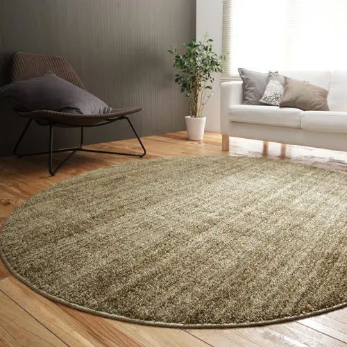 シンプル ラグ 幅200cm 円形 防ダニ 遮音効果 日本国産 床暖房対応 ホットカーペット対応 低ホルムアルデヒド