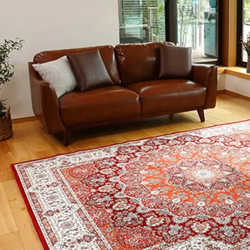 Cotton, Indian Cotton - デザイン ラグ 幅140cm 長さ200cm 滑り止め加工 ウォッシャブル はっ水加工 裏面不織布 高級感 オールシーズン プリシア
