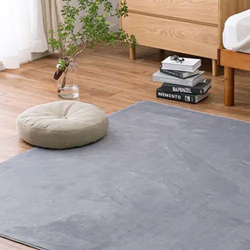 Rakuten - シンプル ラグ 幅185cm 滑り止め加工 ウォッシャブル 裏面不織布 ウレタンフォーム コンパクト 床暖房対応 ホットカーペット対応 軽量 グレー
