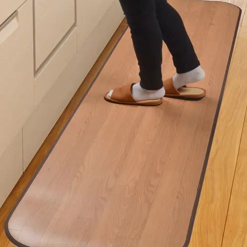 乐天商城 - マット 幅60cm 長さ180cm はっ水加工 抗菌 防臭 日本国産 ナチュラル 木目調 ライトベージュ