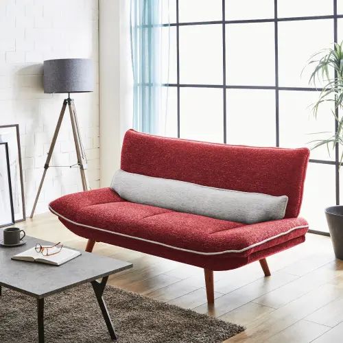 Rakuten - ツートーンカラーデザインソファ 2.5人掛け レッド