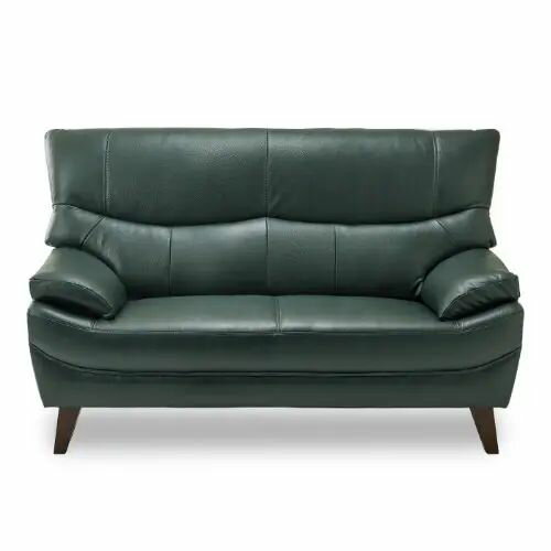 着脱可能な背もたれ付き 本革仕様ハイバックソファ 2人掛け ダークブルー