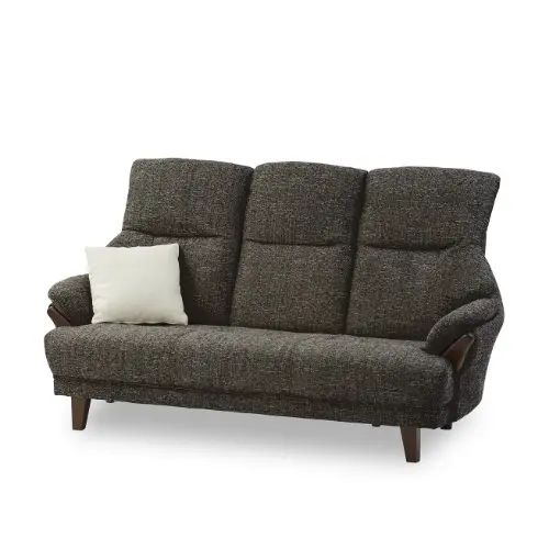 ゆったりおうち時間を過ごせる ハイバックソファ 3人掛け ブラウン