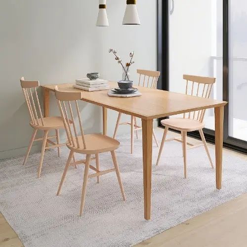 Four-Piece Set - [ダイニング セット] 秋田木工 テーブル幅135cm 150cm 180cm チェア幅40.5cm 肘なし 木脚タイプ 無垢材 日本国産 ナチュラル 4人用