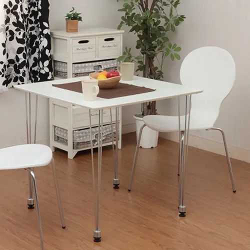 乐天商城 - [ダイニング テーブル] 幅75cm スチール脚 シンプルデザイン コンパクトタイプ 2人用 ホワイト シルバー スクエアデザイン 省スペース スタイリッシュ
