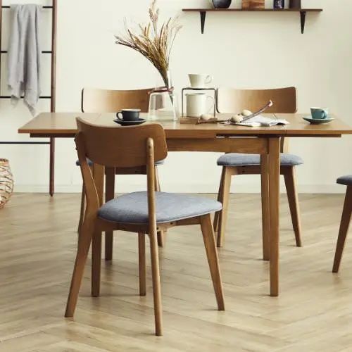 Rakuten - [ダイニング テーブル] 幅85〜115〜145cm 木脚タイプ 伸縮式 天然木使用 オーク材 無垢材 シンプル モダン 北欧風 ナチュラル コンパクト