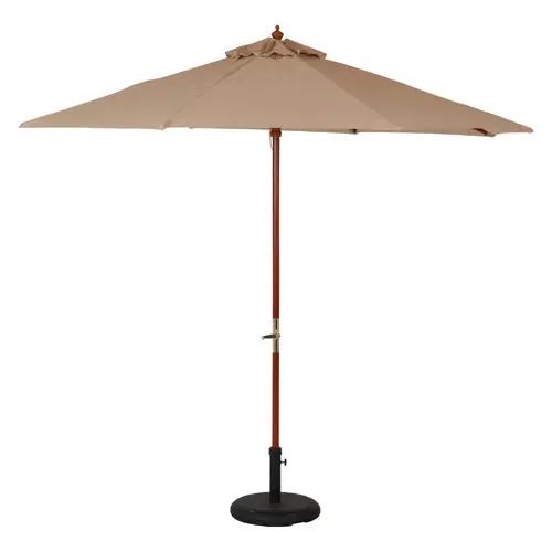 [アウトドア家具] 木製 パラソル アイボリー 大きめサイズ カフェスタイル レジャー クランク式 幅270c..