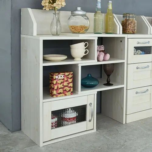 [収納ラック ストッカー] カウンター下収納 スライドラック ナチュラル ホワイト 幅40?65cm 棚付き ガ..