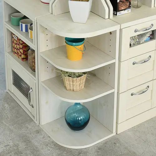 [収納ラック ストッカー] カウンター下収納 コーナーラック ナチュラル ホワイト 幅29cm 棚付き 可動棚..