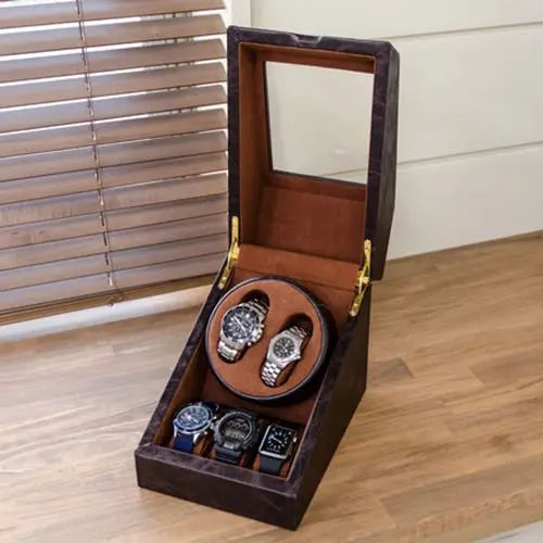 時計収納 5本収納可能 自動巻きタイプ ワインディングマシーン 2本巻 ブラック ブラウン 幅17.5cm コレ..