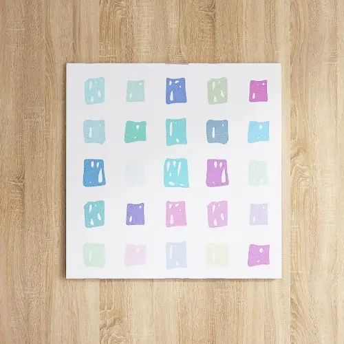 明るいブルーやモーブの色味と手書きモチーフでお部屋を明るく 北欧のアートパネル