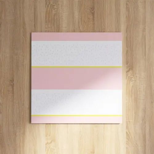 乐天商城 - ピンク×白×黄のラインがお洒落 幾何学模様のファブリックボード