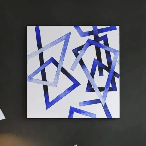 窓のように明るく立体感もあるすっきりとした直線模様 幾何学模様の壁掛けアート(3.0)