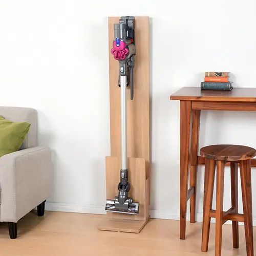 [リビング収納] 幅26.5cm クリーナースタンド アジャスター付き 木目調 ナチュラル コードレス掃除機スタンド 省スペース スタイリッシュ
