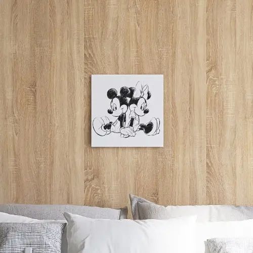 乐天商城 - [30×30] 線画がおしゃれ ミッキー・ミニーのアートパネル