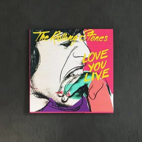 [30×30]力強いタッチで描かれた ローリング・ストーンズのファブリックパネル