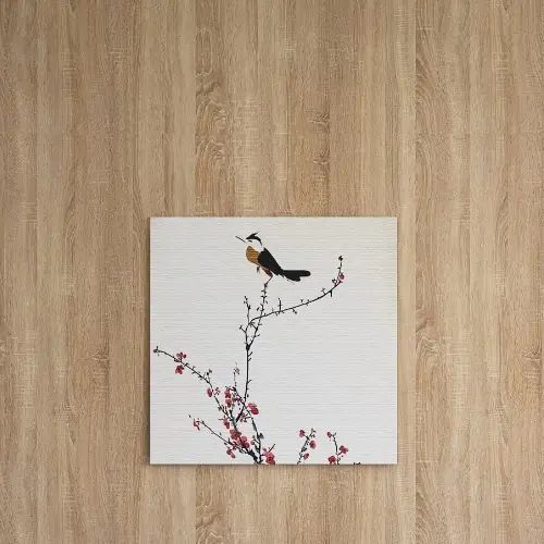 Rakuten - シンプルなデザインでお部屋をお洒落にしてくれる 梅の花とうぐいすのファブリックボード