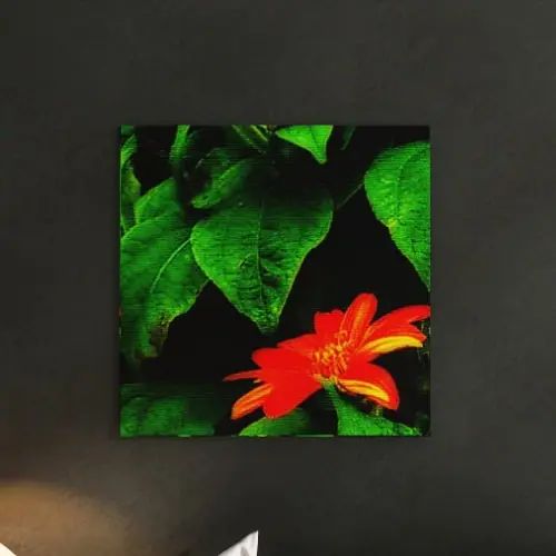 乐天商城 - グリーンの葉っぱとオレンジの花が美しい 花の写真の壁掛けインテリア