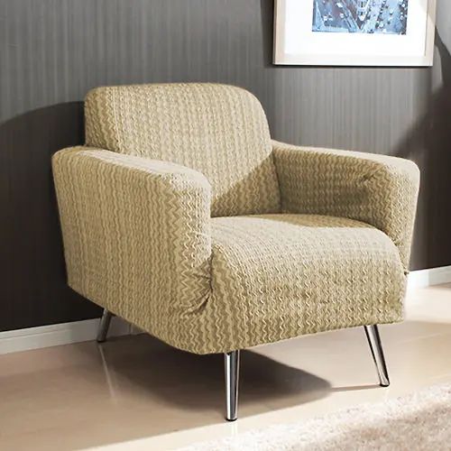 [ソファカバー] 1人掛け用 アーム付き スペイン製 ジャガード織 ダークブラウン ライトブラウン キャメ..