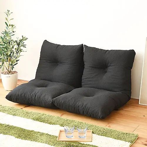 2人掛けソファ リクライニングソファ フルフラット ローソファ 分割式 座椅子 日本国産 幅112cm 撥水加..