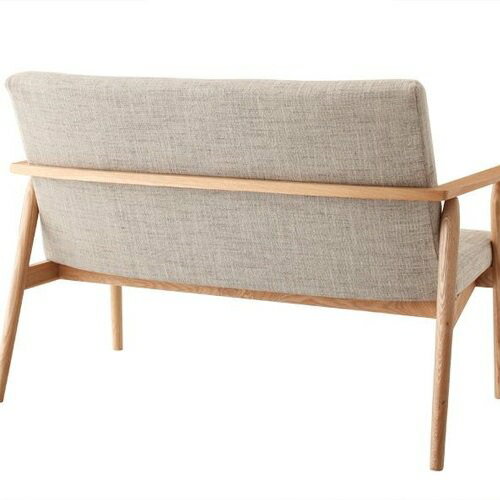 乐天商城 - ダイニングソファ 幅117cm 2人掛けソファ 北欧風 木脚タイプ シンプルデザイン ナチュラル 座面ファブリック ベージュ グリーン 天然木使用