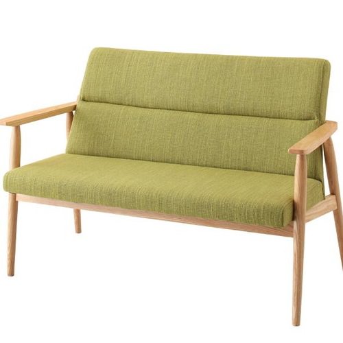 ダイニングセット 幅160cm 4人用タイプ 幅117cm 2脚 ソファタイプ 座面ファブリック ベージュ グリーン 木脚タイプ 北欧風 天然木使用 シンプルデザイン [3]