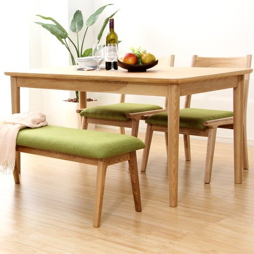 4人用タイプ 幅130cm アッシュ材 チェア ベージュ グリーン ベンチタイプ 木脚タイプ アーム無しタイプ 座面ファブリック ナチュラルデザイン ロータイプ 天然木使用