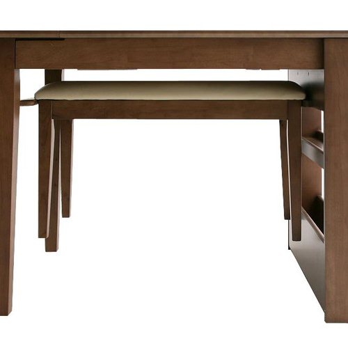 [ダイニング セット] テーブル幅100〜135cm チェア幅46cm ベンチ幅79cm レザー 合皮 肘なし 木脚タイプ 棚付き 伸縮式 ベンチタイプ カバーリング 天然木使用 シンプル ナチュラル コンパクト 4人用