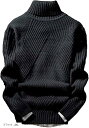 ハイネック ニット セーター メンズ タートルネック トップス 長袖 ロングスリーブ 袖あり(ブラック, 3XL)