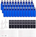 30個セット ロールオンアロマボトル カラスアロマ瓶 10本プラスチックスポイトと4個漏斗付 アロマオイル用 香水用瓶 ミニボトル アロマオイル小分けボトル(ブ...