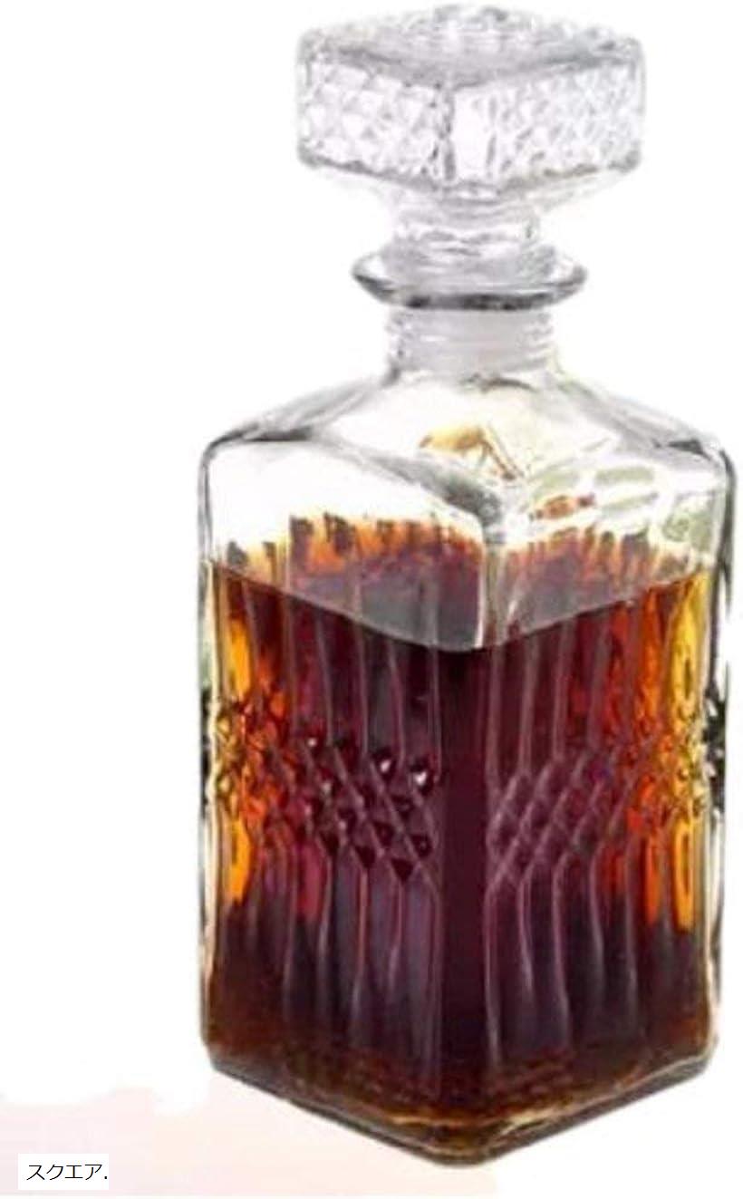 【楽天ランキング1位入賞】morningplace ヴィンテージ風 ワイン ウィスキー グラス デキャンタ 1000ml クリスタル ボトル スクエア (スクエ...