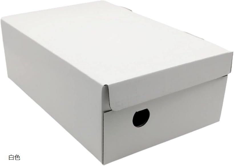 シューズボックス ダンボール レディース用 蓋つき 靴収納 1足用 5枚セット 箱 白色 (白色)