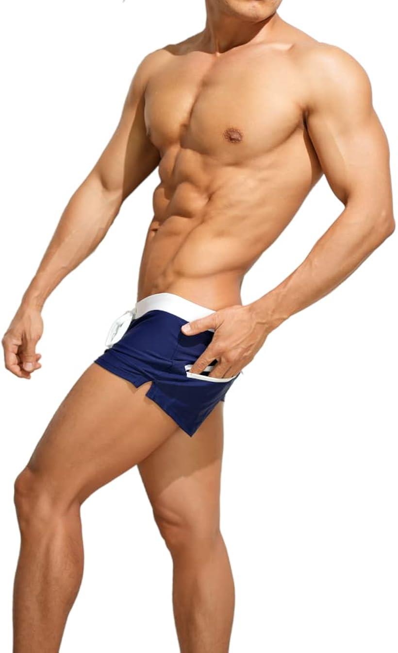 メンズ サーフ パンツ オシャレ 水着 ビーチ 海パン ショート 短め 腰パン カッコイイ ボード ショーツ プール ポケット M ネイビー (ネイビー, M)