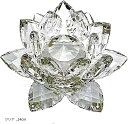 クリスタルガラス 水晶玉 蓮の花 ロータス サンキャッチャー 風水 インテリア プリズム 仏壇 仏具 オブジェ ギフト プレゼント(クリア, 14cm)