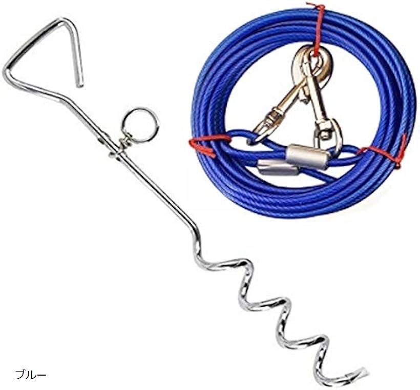 【楽天ランキング1位入賞】ドッグポール ワイヤー 5m ロングリード 犬 ペグ キャンプ テント サンドペ..