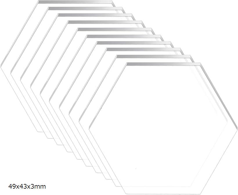 【楽天ランキング1位入賞】24枚49x43mm 透明アクリル板 六角形アクリルシート 厚さ3mm 保護紙付き 看板..