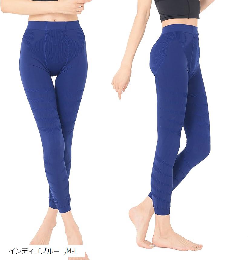スパッツ タイツ 着圧 レディース ふくらはぎ M-L インディゴブルー (インディゴブルー, M-L)